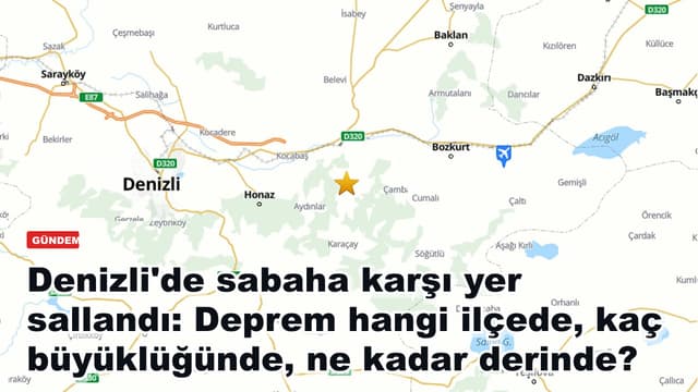 Denizli'de sabaha karşı yer sallandı: Deprem hangi ilçede, kaç büyüklüğünde, ne kadar derinde?