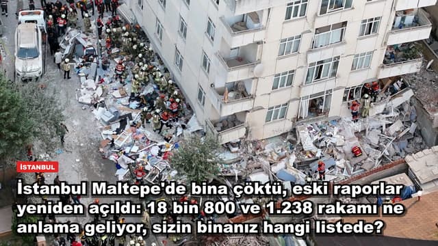 İstanbul Maltepe'de bina çöktü, eski raporlar yeniden açıldı: 18 bin 800 ve 1.238 rakamı ne anlama geliyor, sizin binanız hangi listede?