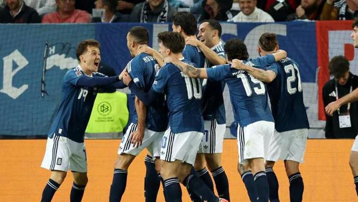 Yunanistanlı oyuncuların gol sevinci