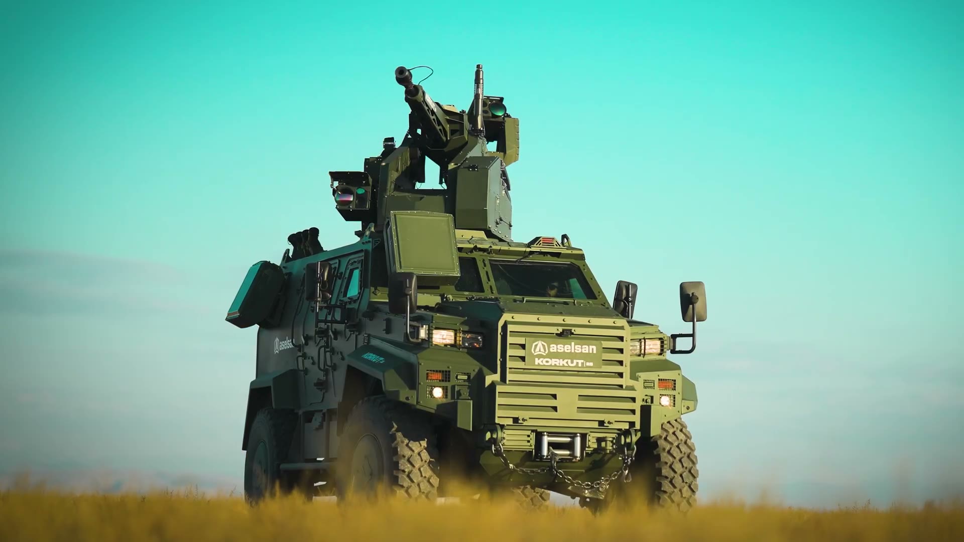 4x4 zırhlı araç üzerindeki ASELSAN KORKUT 25 hava savunma sistemi