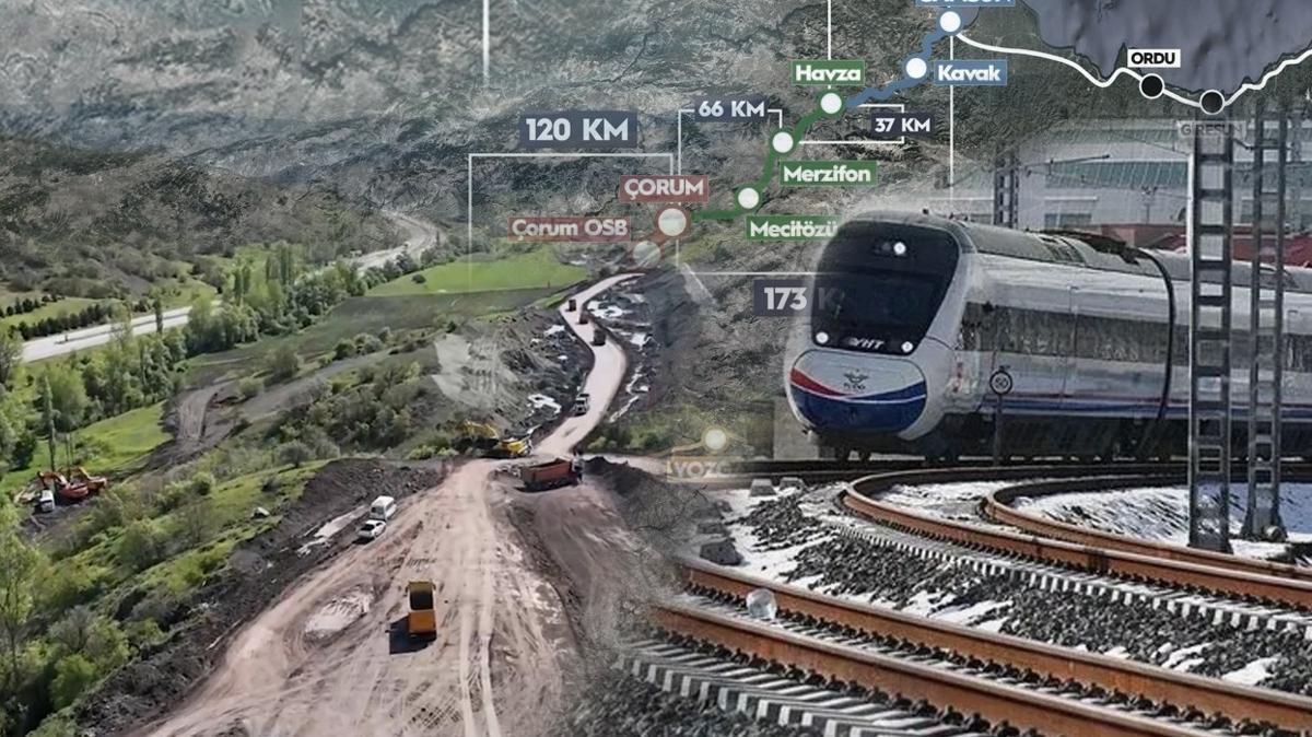 Ankara'da Ankara-Samsun hızlı treninde 850 makine iş başında: Delice-Çorum'da yüzde 40 aşıldı, 2,5 saatlik yol