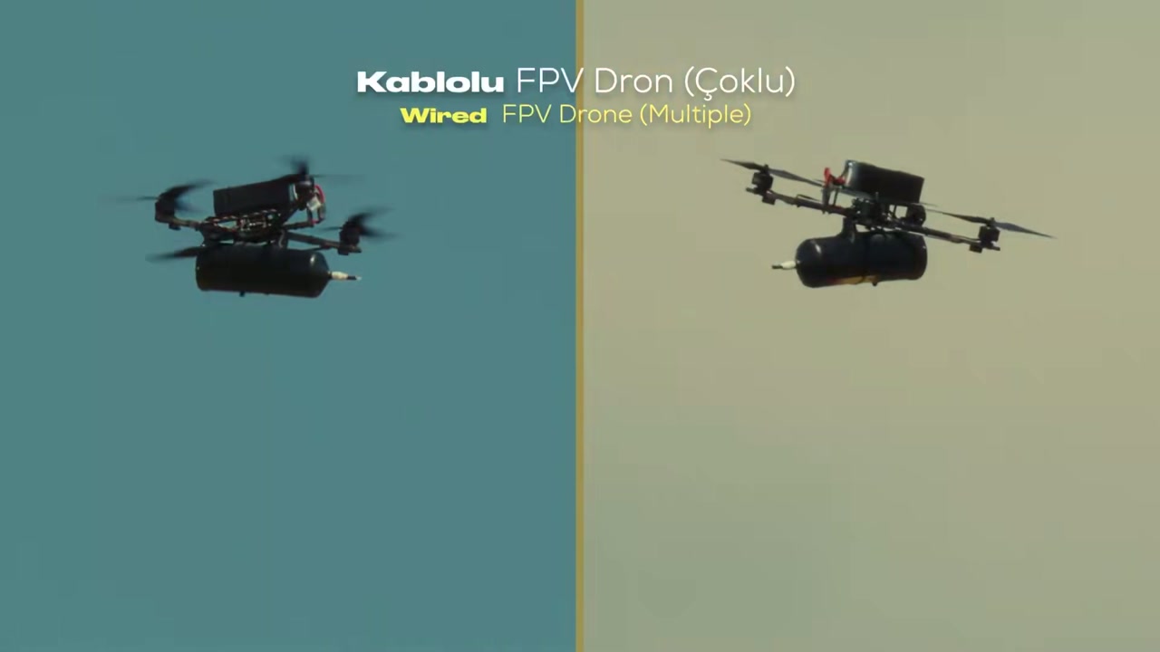 ASELSAN testinde hedef olarak kullanılan kablolu FPV dronlar