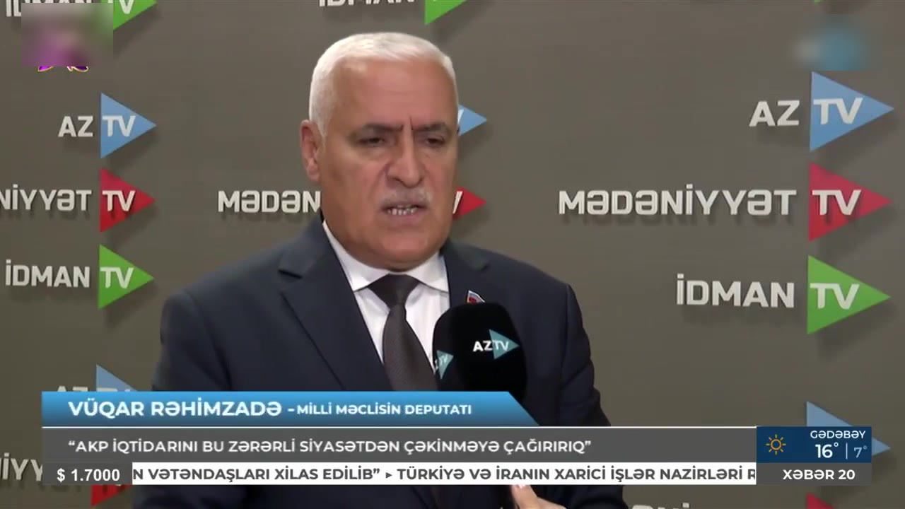 Azerbaycan devlet televizyonunda AK Parti'yi hedef alan yayın, Vüqar Rəhimzadə