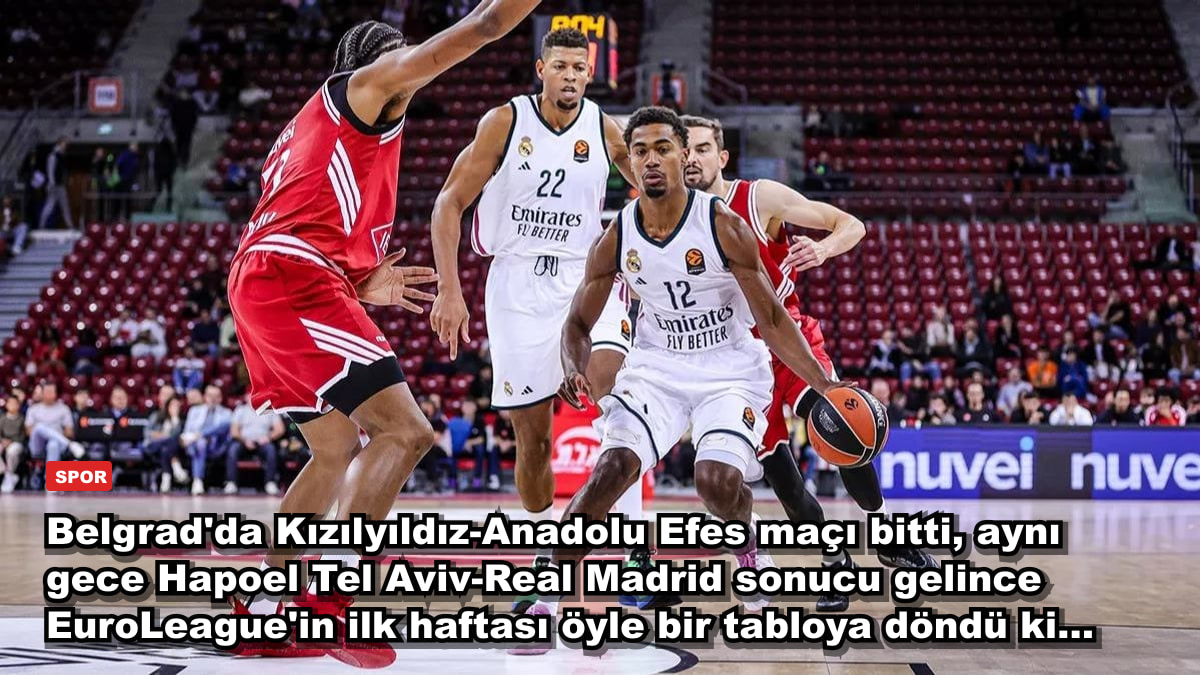 Belgrad'da Kızılyıldız-Anadolu Efes maçı bitti, aynı gece Hapoel Tel Aviv-Real Madrid sonucu gelince EuroLeague'in ilk haftası öyle bir tabloya döndü ki...