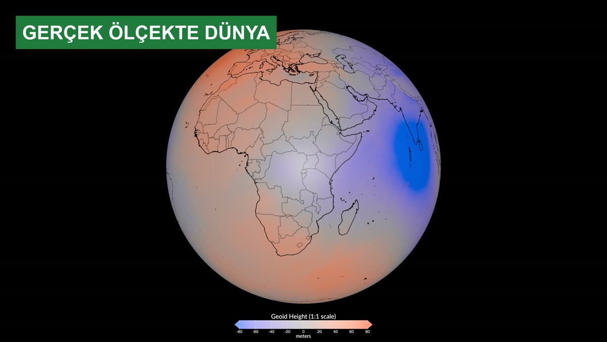 Gerçek ölçekte geoid: Dünya yuvarlak