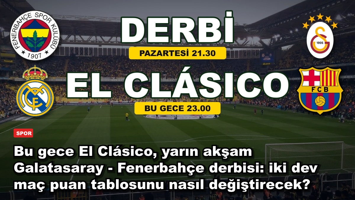 Bu gece El Clásico, yarın akşam Galatasaray - Fenerbahçe derbisi: iki dev maç puan tablosunu nasıl değiştirecek?