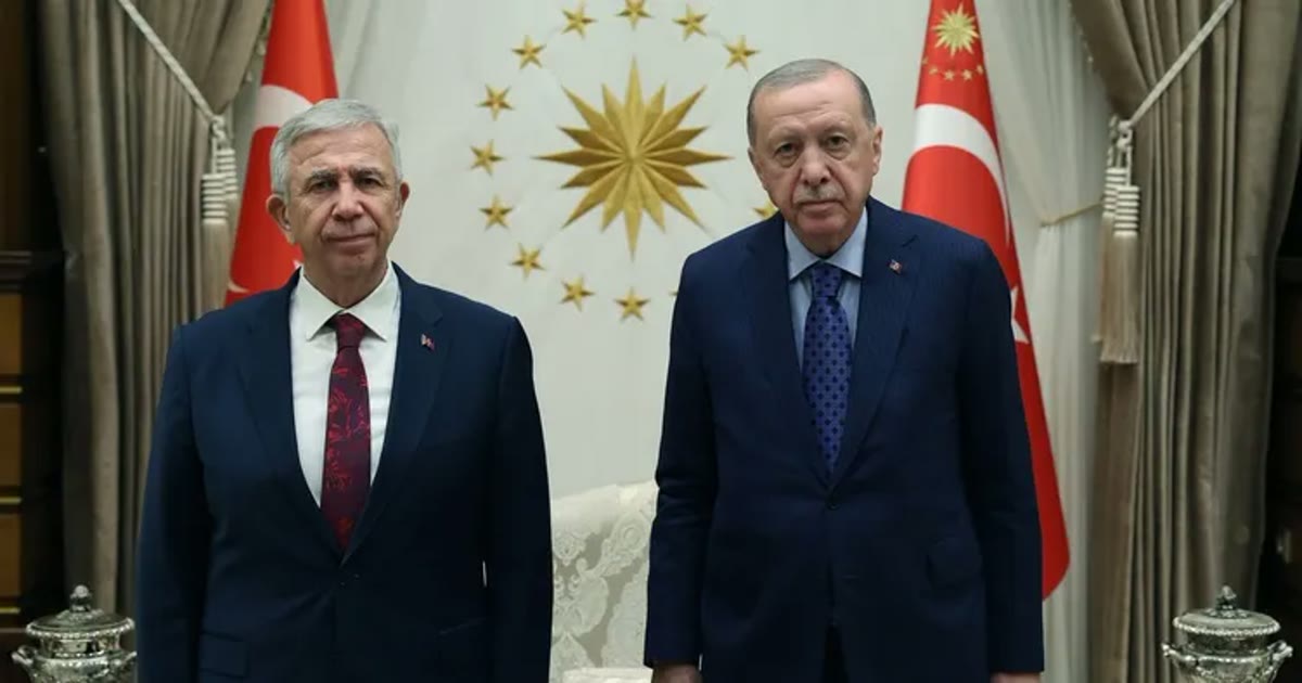 GÖVDE — Cumhurbaşkanı Recep Tayyip Erdoğan'ın Mansur Yavaş'ı Beştepe'deki Cumhurbaşkanlığı Külliyesi'nde kabul ettiği 9 Eylül 2026 tarihli görüşme fotoğrafı (Sabah.com.tr).