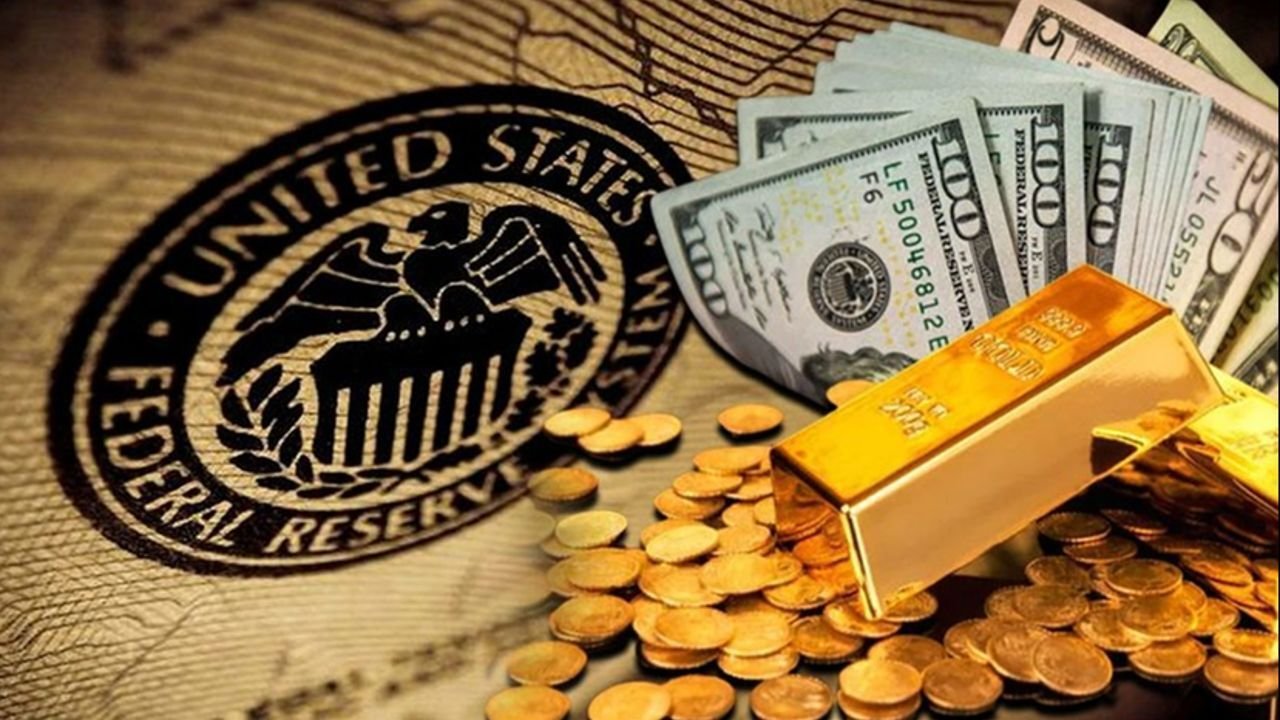 Fed mührü, dolar banknotları ve altın