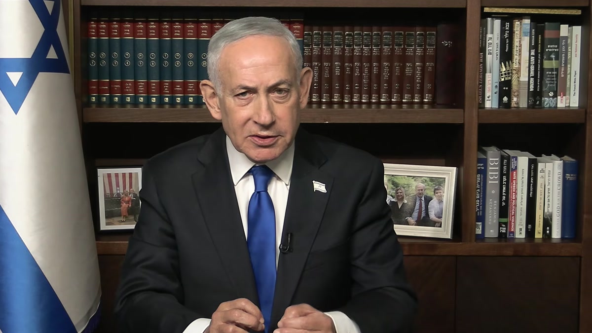 Netanyahu'nun “anında bedel” uyarısını yaptığı konuşmadan bir kare