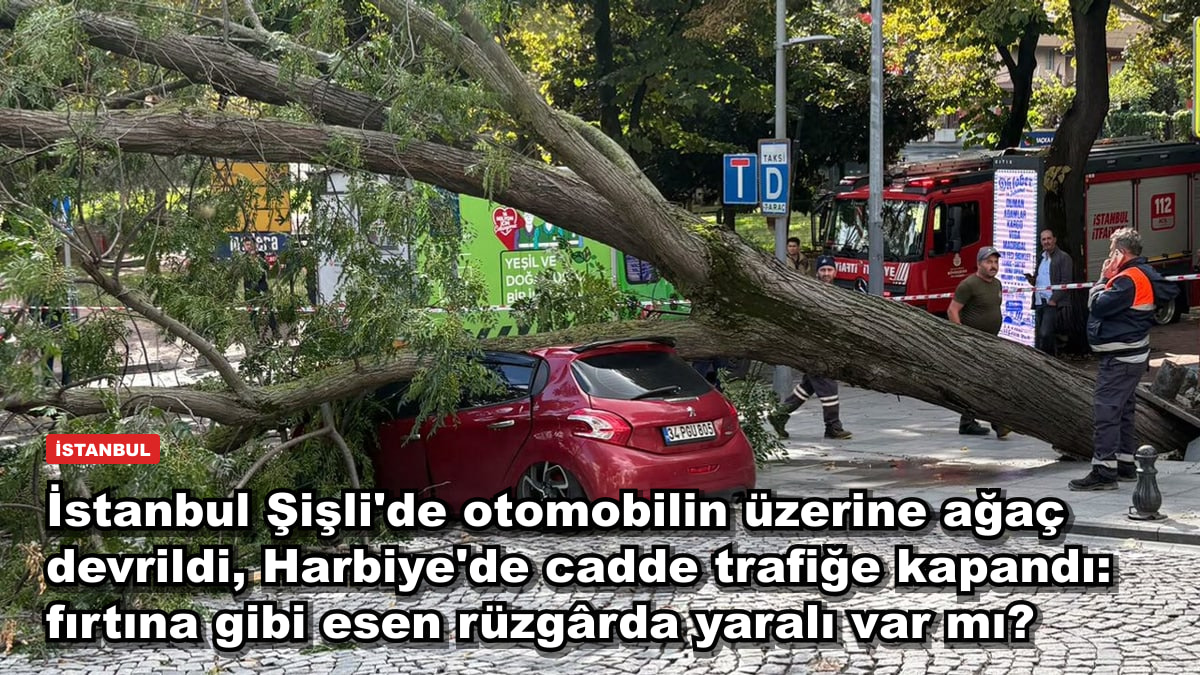 İstanbul Şişli'de otomobilin üzerine ağaç devrildi, Harbiye'de cadde trafiğe kapandı: fırtına gibi esen rüzgârda yaralı var mı?