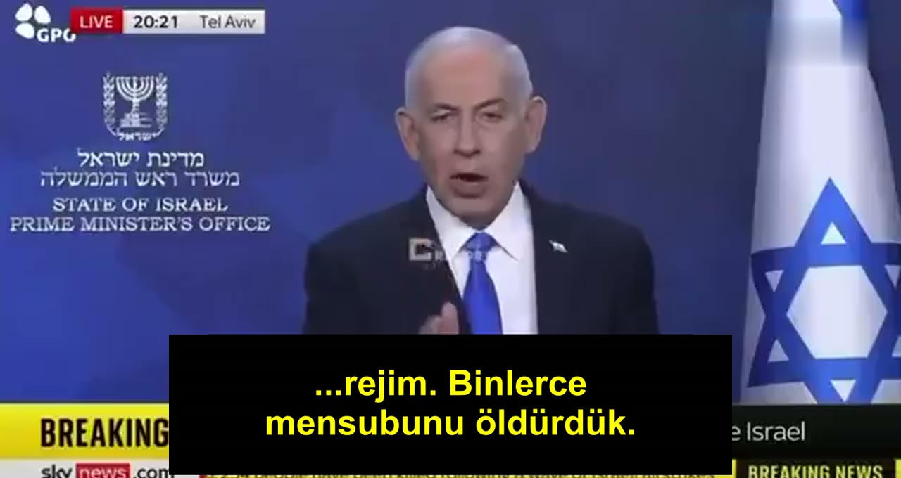 Netanyahu Sky News canlı yayınında konuşurken