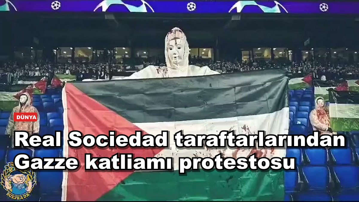 Real Sociedad taraftarlarından Gazze katliamı protestosu