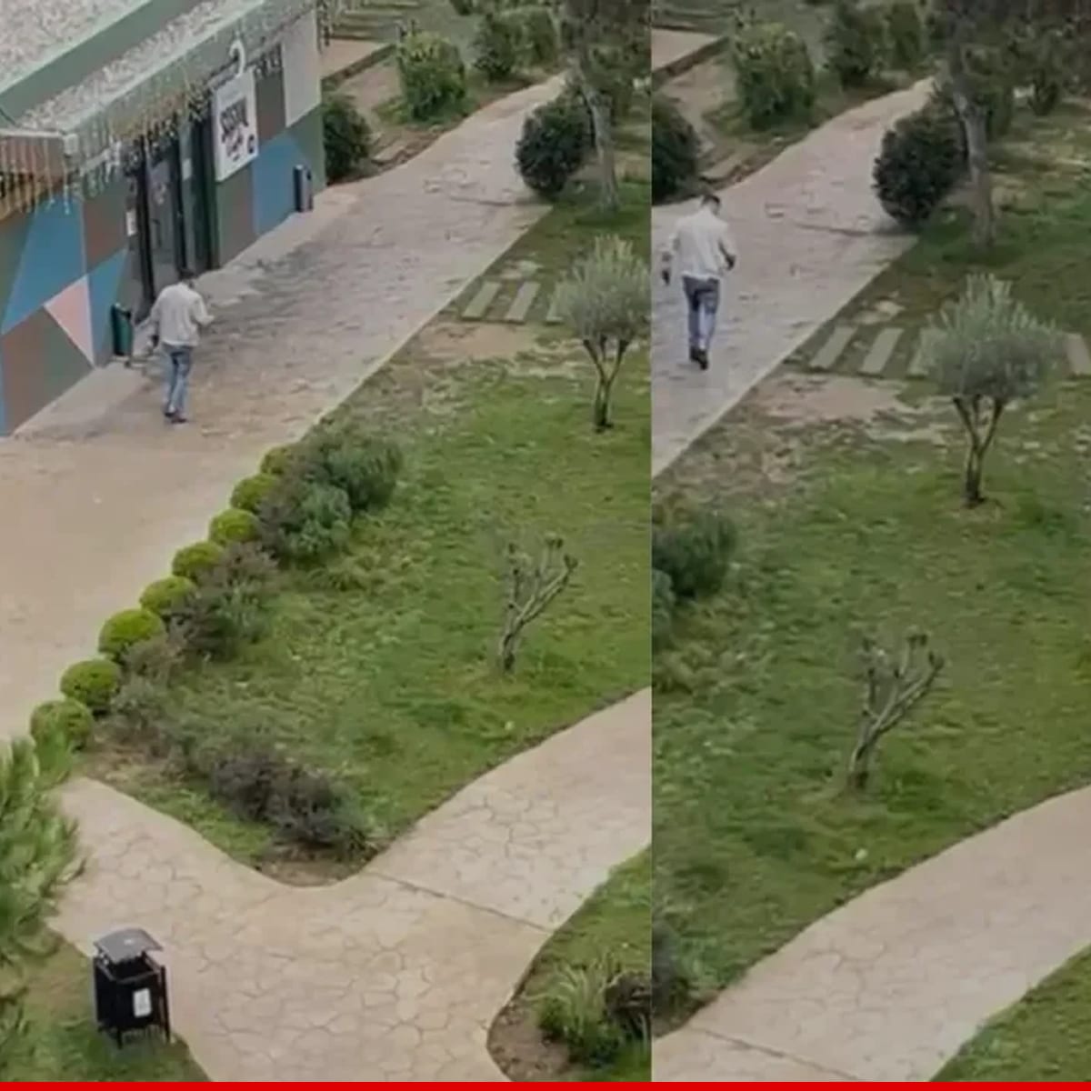 Olay yerinden uzaklaşan kişi, güvenlik kamerası kaydında