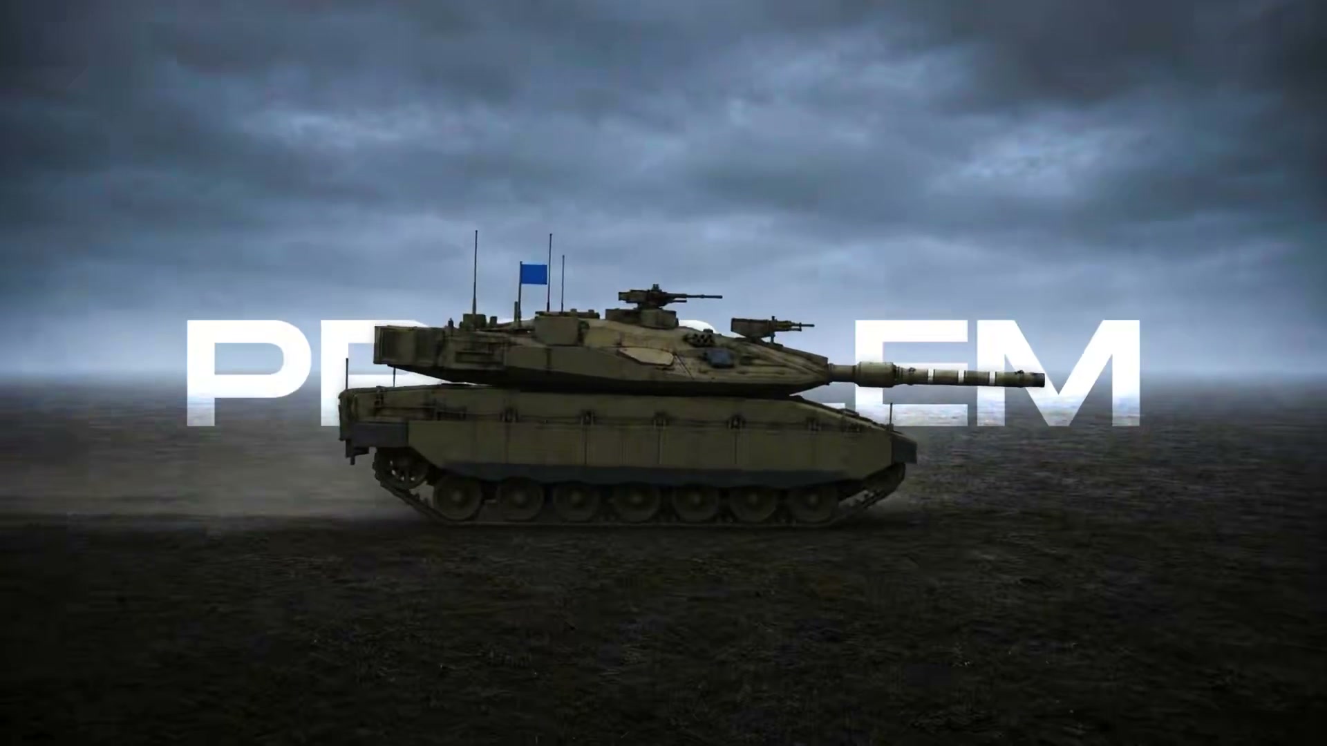 Videonun açılışı: İsrail bayraklı Merkava, 'problem' yazısının önünde