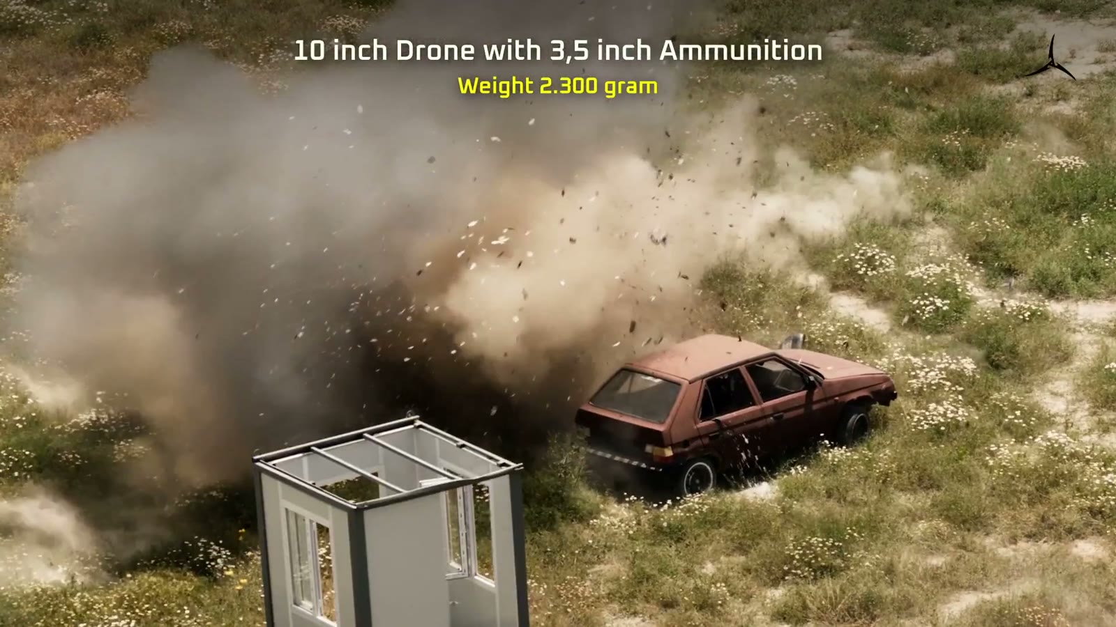 10 inçlik drone, 3,5 inçlik mühimmatla hedef aracı vuruyor