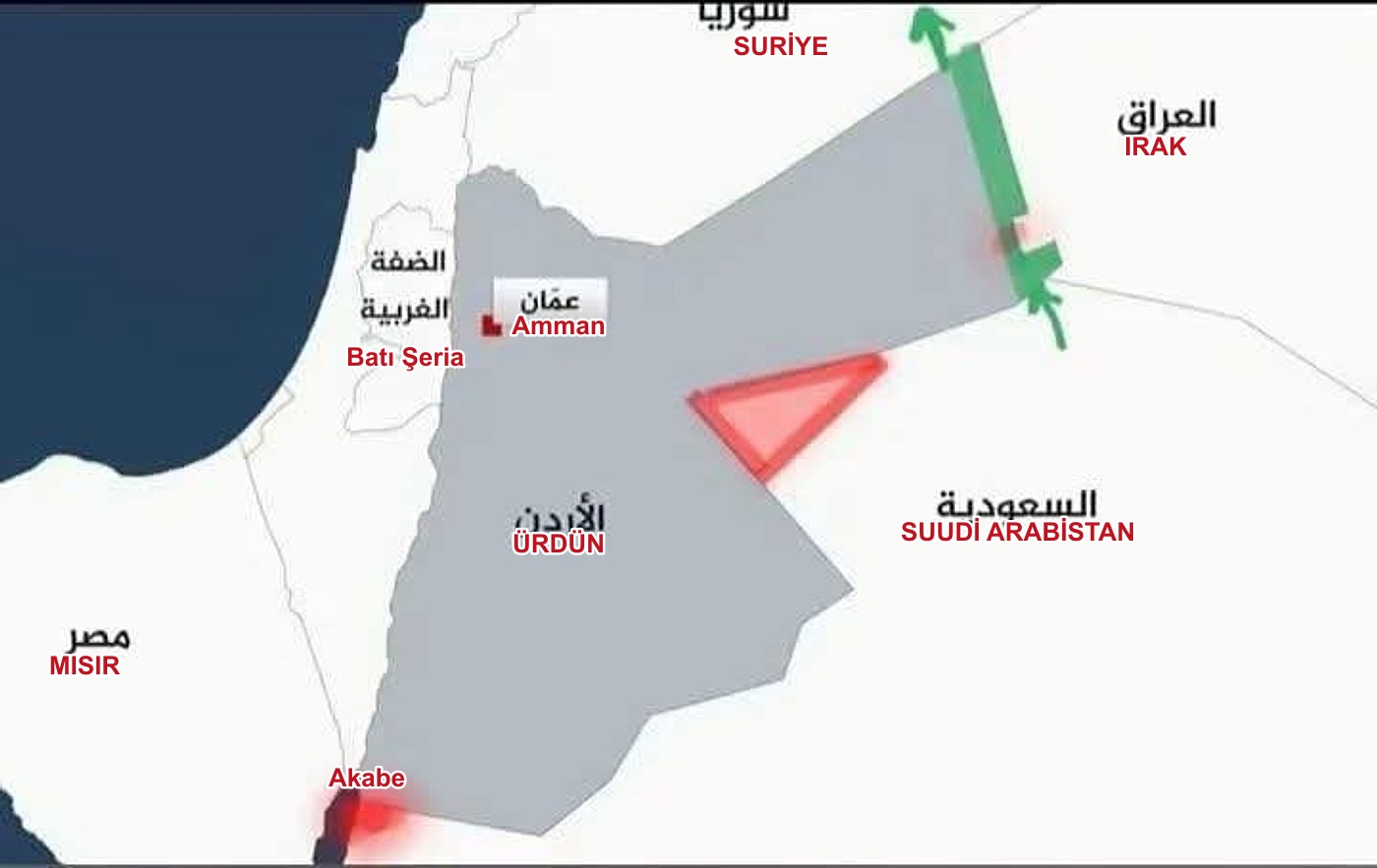 Suudi Arabistan-Ürdün sınır değişikliği iddiasını gösteren harita