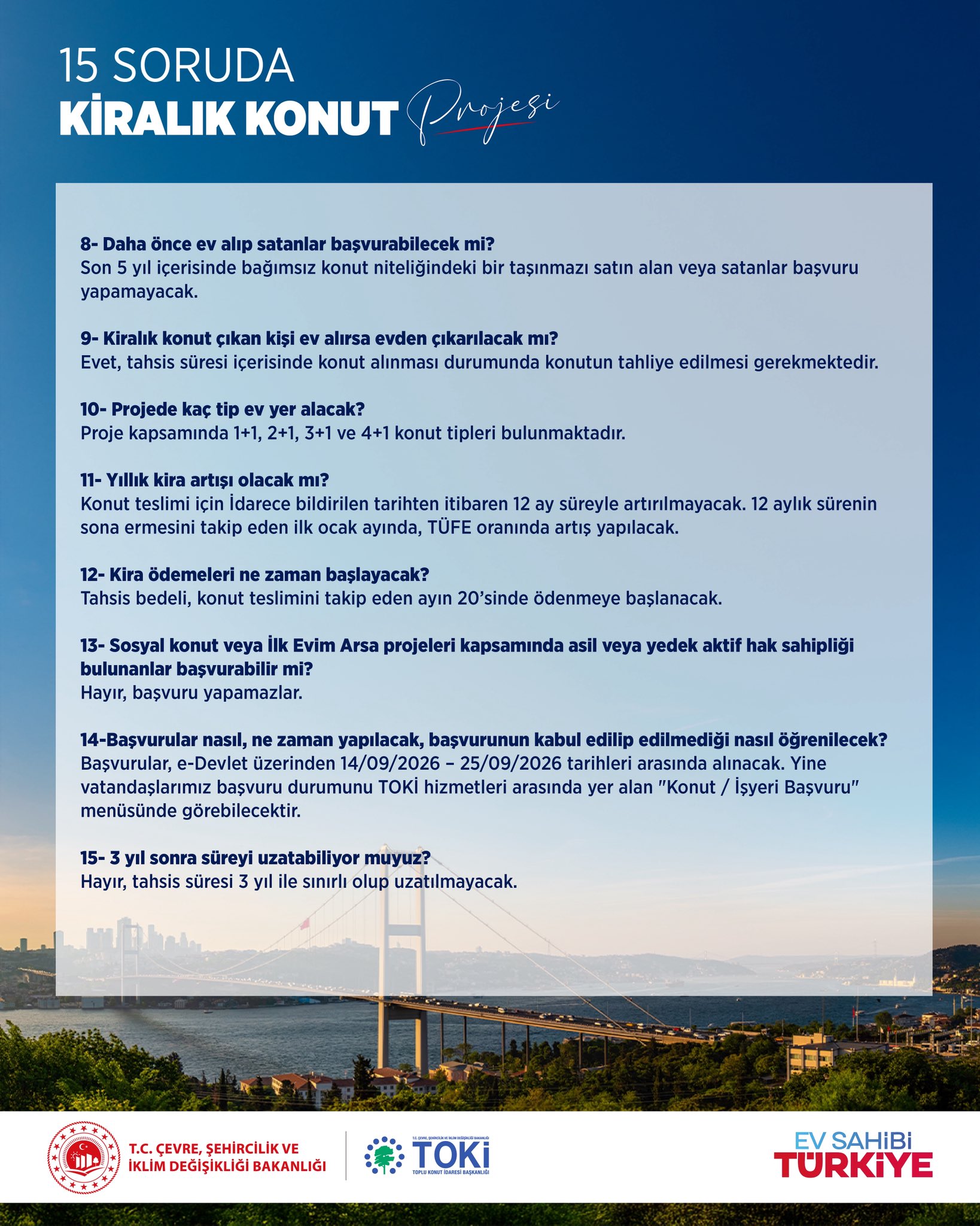 15 soruda kiralık konut projesi: kira artışı, ödeme günü ve başvuru takvimi (Bakanlık bilgi notu)