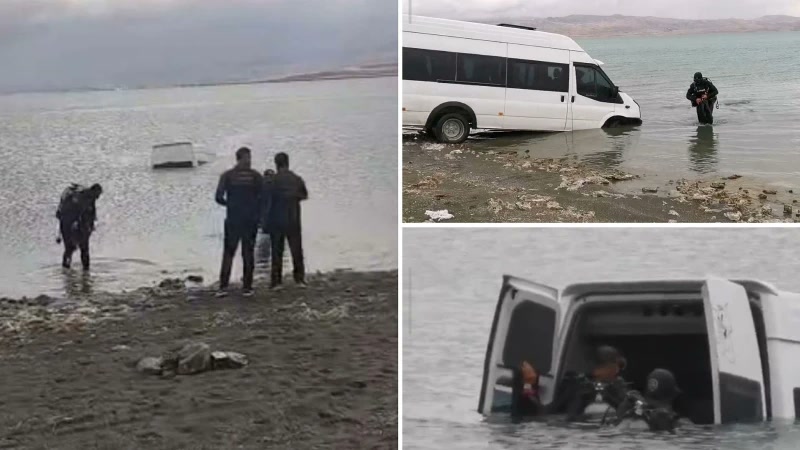 Van İpekyolu'nda minibüs kazası: Erçek Gölü'ne uçan aracın direksiyonundaki sürücüye ne oldu?